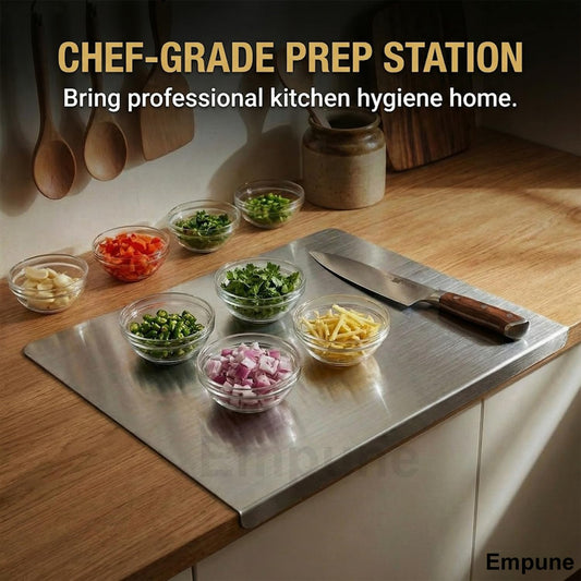Stainless Steel Chopping Board with Lip | 42 x 32 cm | Food-Grade Steel
