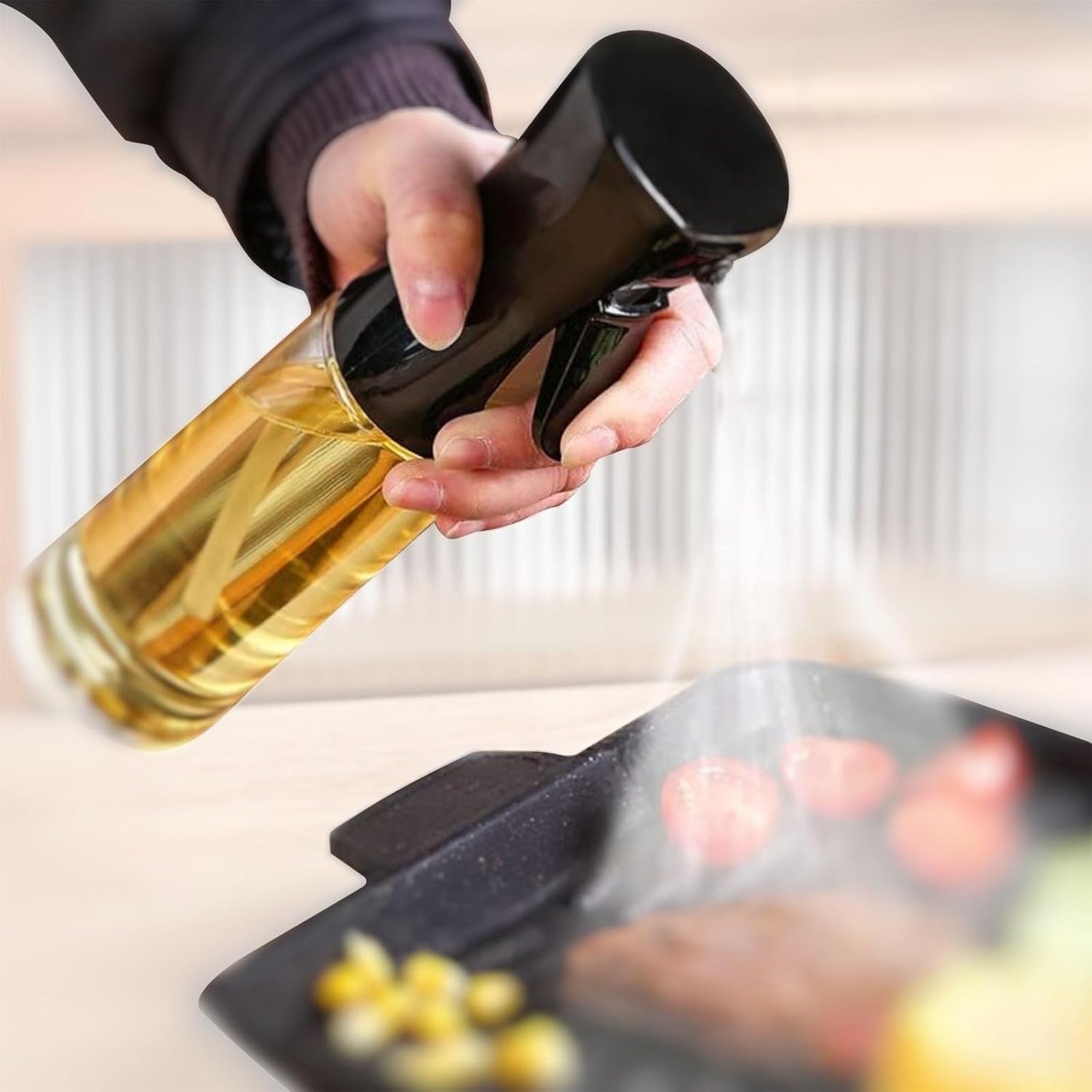 AADHIK Glass Oil Dispenser And Sprayer Cooking 200ml Olive Oil Spray Bottle