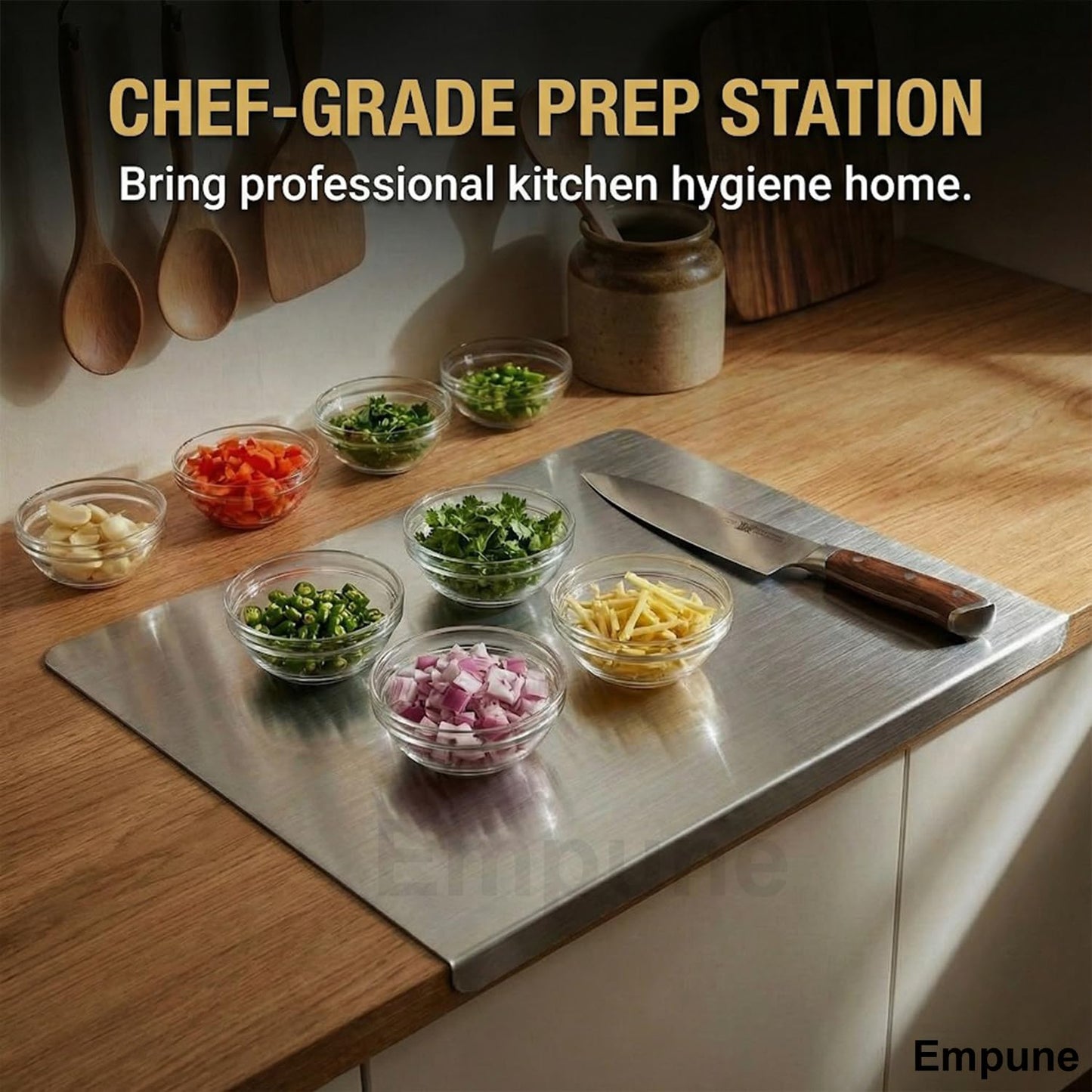 Stainless Steel Chopping Board with Lip | 42 x 32 cm | Food-Grade Steel