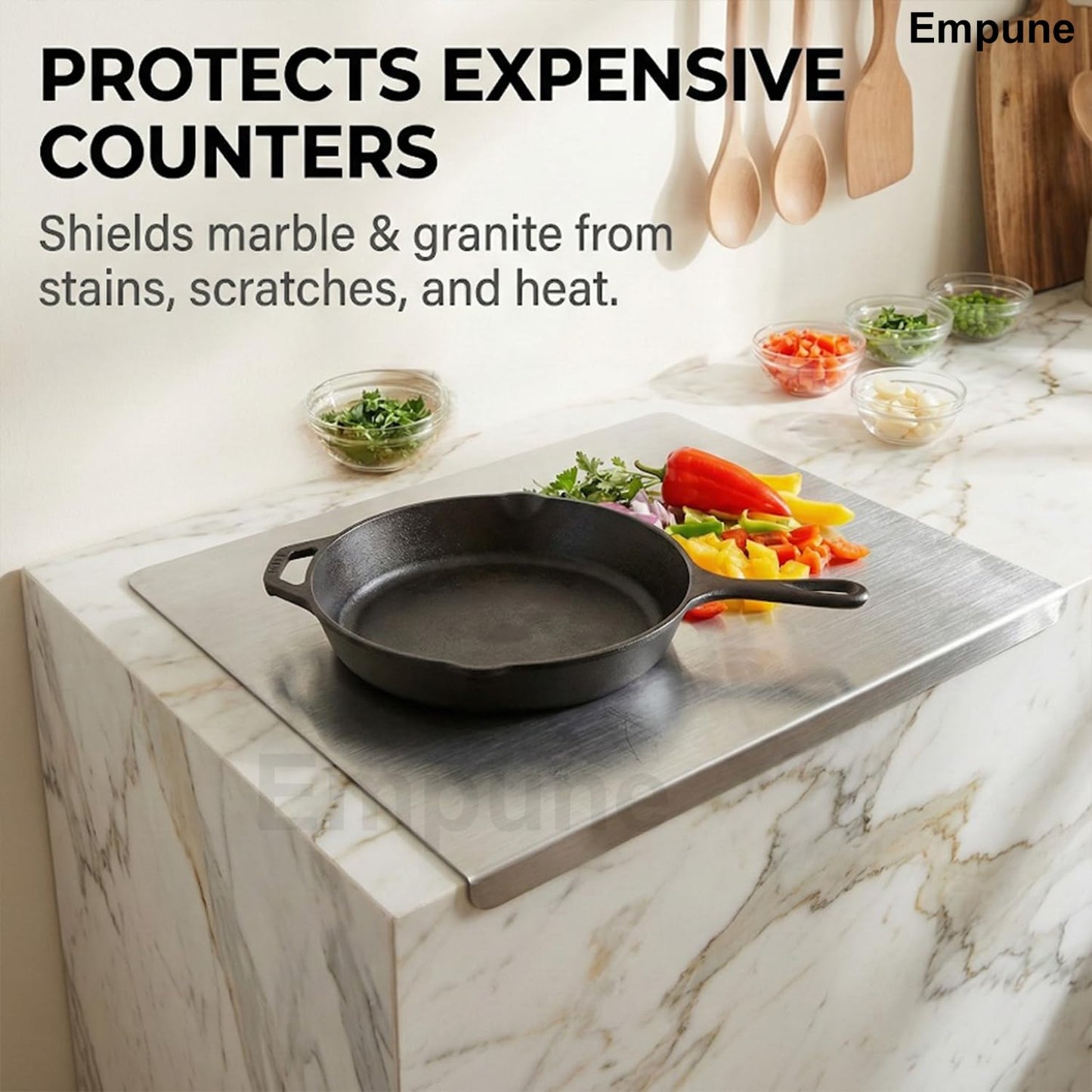 Stainless Steel Chopping Board with Lip | 42 x 32 cm | Food-Grade Steel