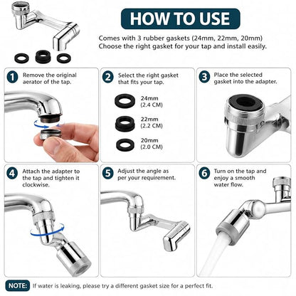 1080° Rotating Faucet, Attachment For Any Wash Basins