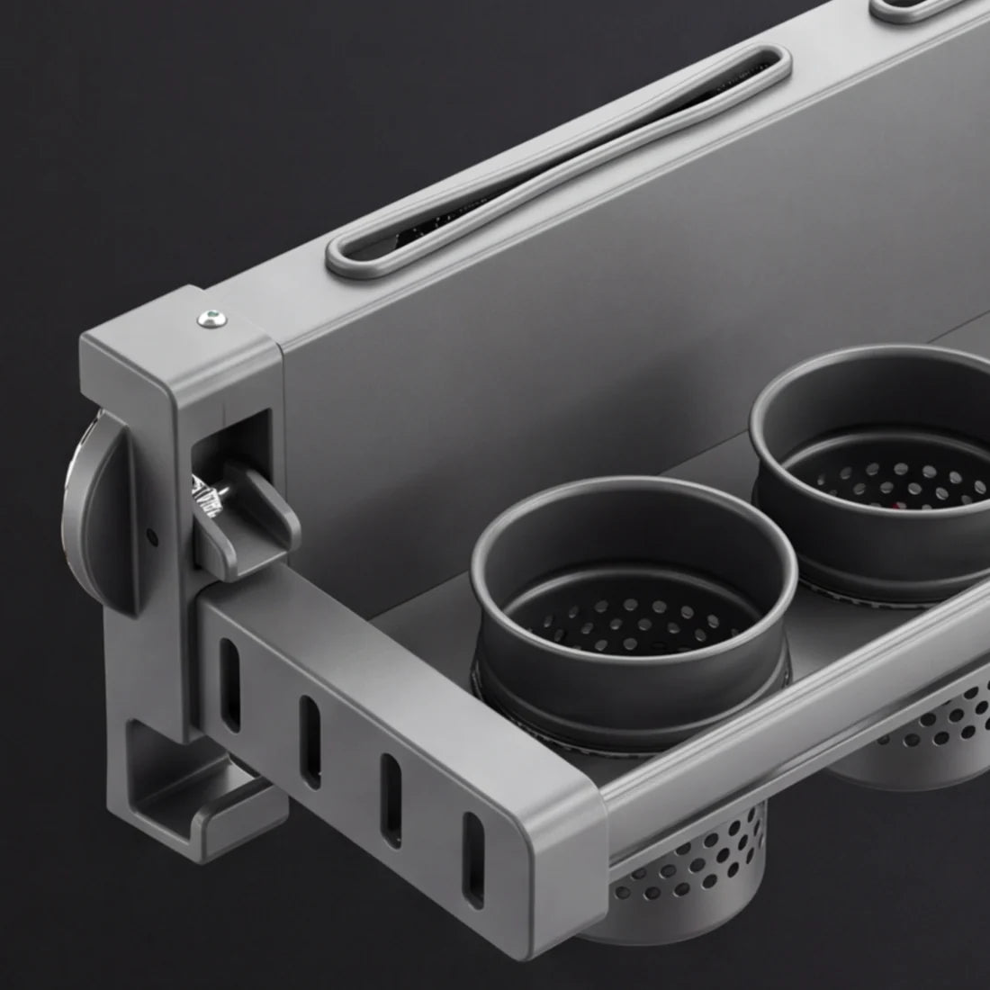 Aluminum Alloy Suction Cup Double Rack with Knife Holder Rack
