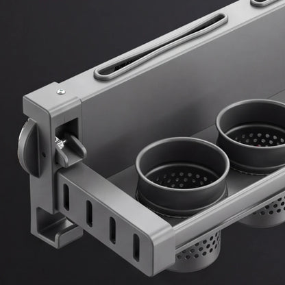 Aluminum Alloy Suction Cup Double Rack with Knife Holder Rack
