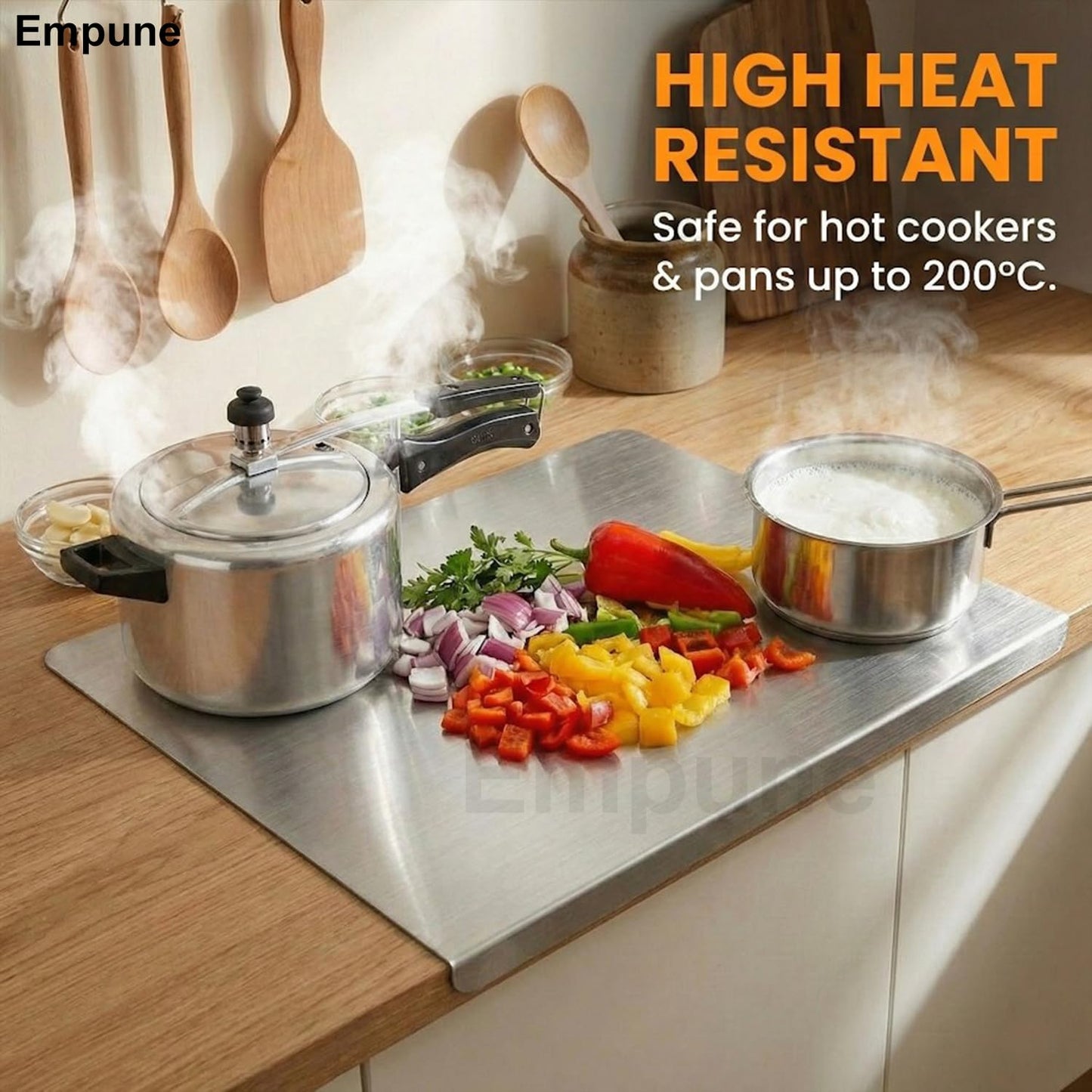 Stainless Steel Chopping Board with Lip | 42 x 32 cm | Food-Grade Steel