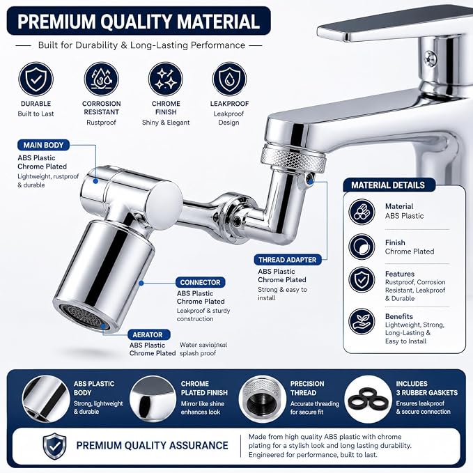 1080° Rotating Faucet, Attachment For Any Wash Basins