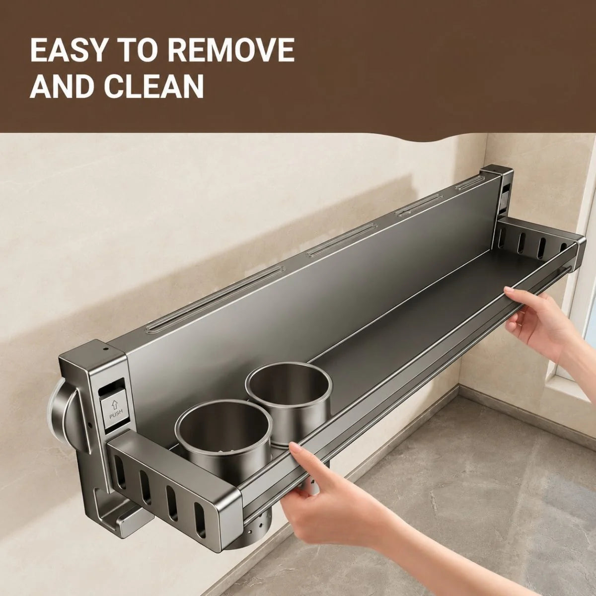 Aluminum Alloy Suction Cup Double Rack with Knife Holder Rack