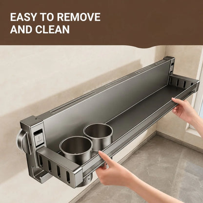 Aluminum Alloy Suction Cup Double Rack with Knife Holder Rack