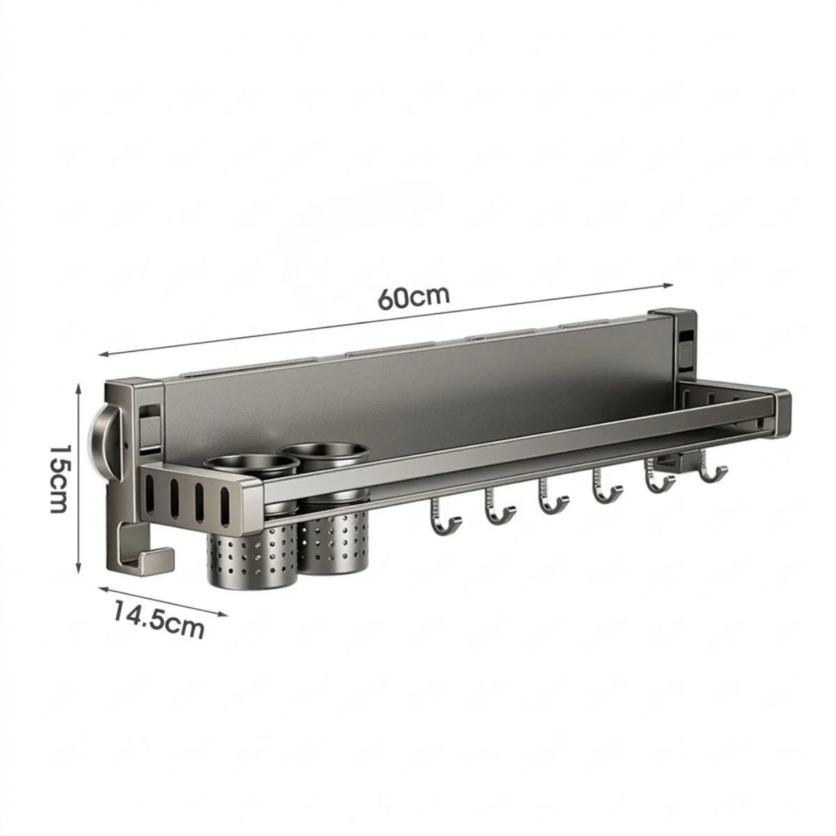 Aluminum Alloy Suction Cup Double Rack with Knife Holder Rack